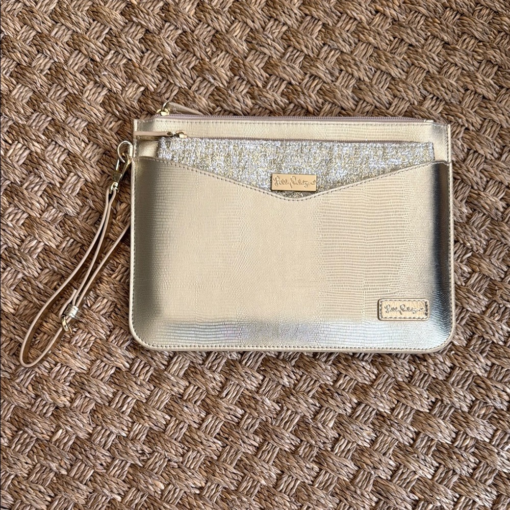 Lilly Pulitzer Gold Wristlet Clutch